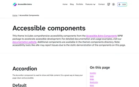 Accessible Astro Components - Astro component library featuring comprehensive collection of easy to use accessible elements