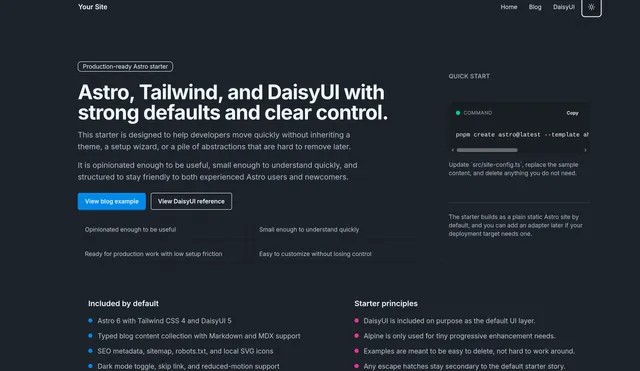 Alexander's DaisyUI Starter Astro template preview