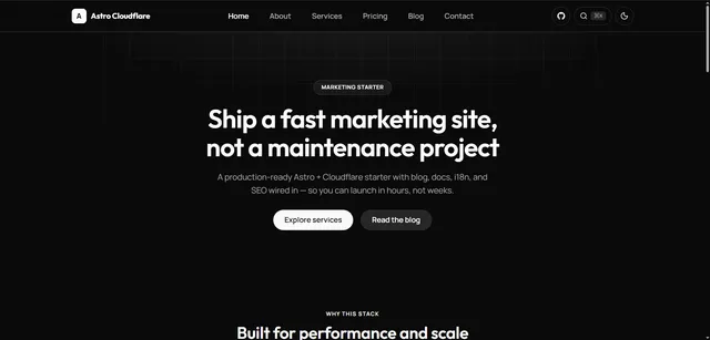Astro Cloudflare Starter Astro template preview
