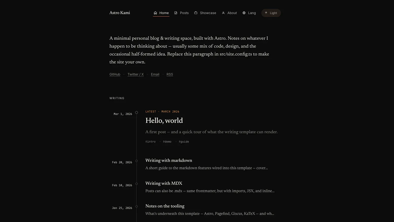 Astro Kami Astro template live preview