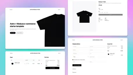 Astro Medusa Storefront - Astro, React, and Medusa ecommerce storefront with product, cart, and checkout screens