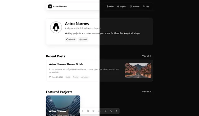 Astro Narrow Astro template preview