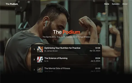 Astro Podcast BCMS - BCMS Astro podcast landing page template featuring unique dark theme and modern fonts