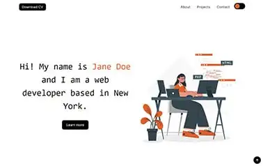 Astro Portfolio 2 - Simple Tailwind CSS Astro portfolio template with red highlight accents.