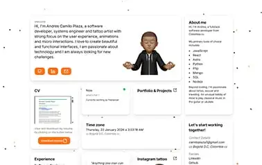 Astro Portfolio bue221 - Shadcn Tailwind React Astro personal website template featuring bento style and dark mode toggle