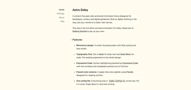 Astro Sidey Astro template preview