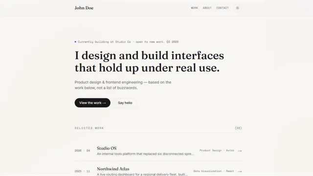 Astro Starter Portfolio Astro template preview