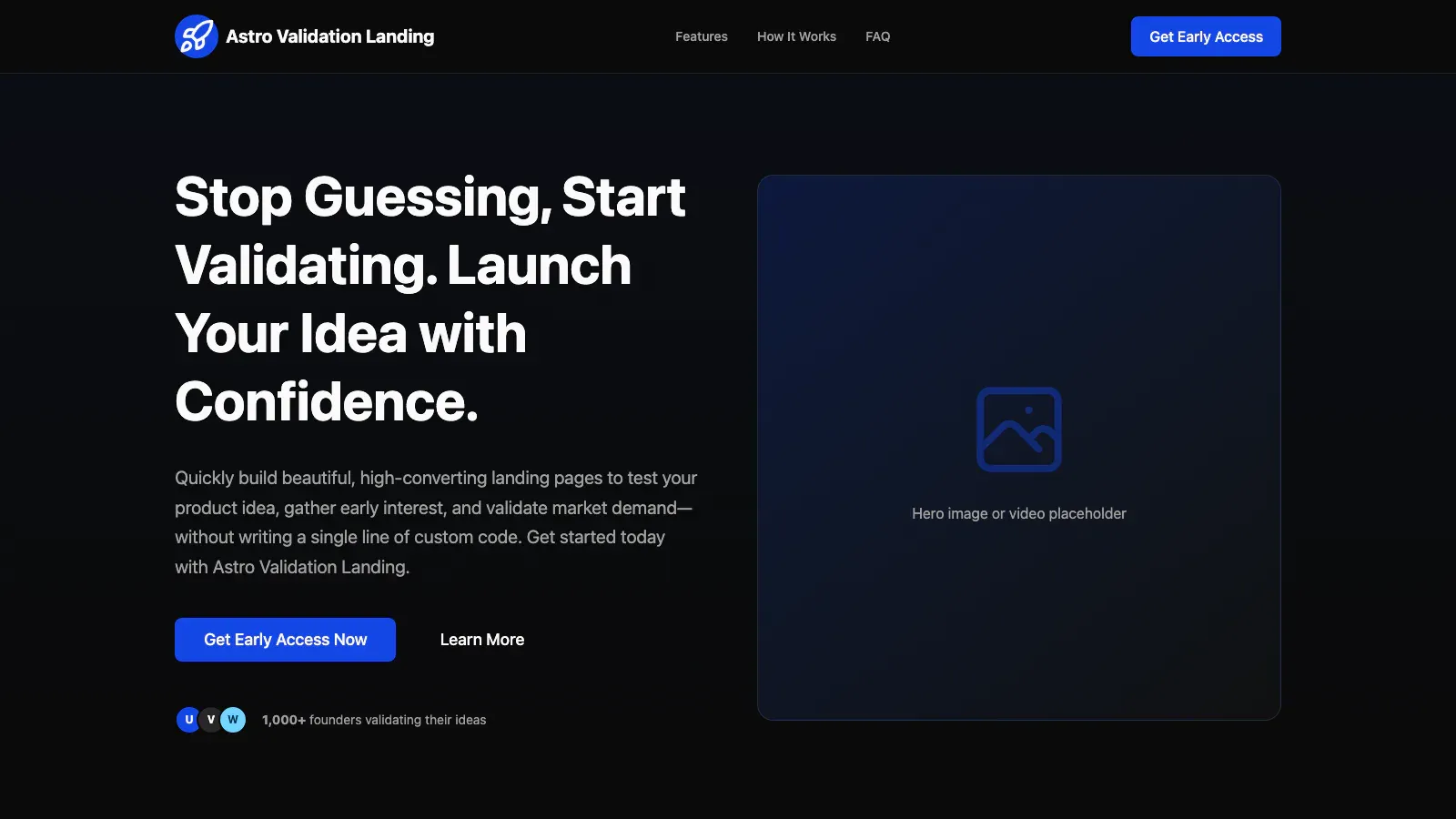 Astro Validation Landing Astro template live preview