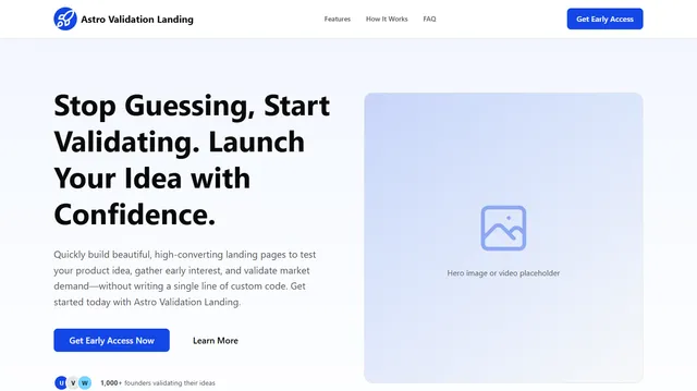 Astro Validation Landing Astro template preview