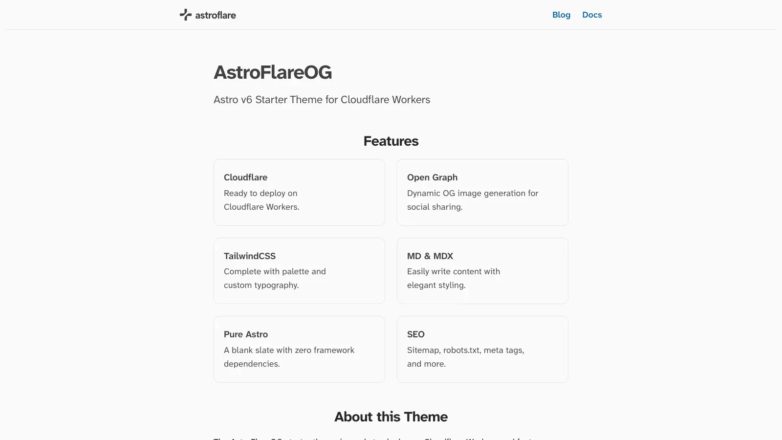 AstroFlareOG Astro template live preview