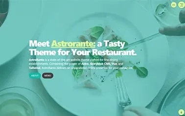 Astrorante - Tailwind CSS, Storyblok, and Vue-powered Astro restaurant website template featuring a beautiful design