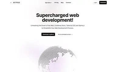 Astros - Alpine Tailwind Astro SaaS landing page template featuring essential layouts with minimal styles