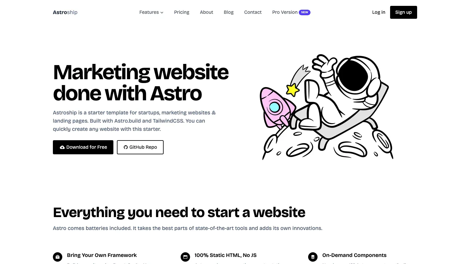 Astroship Astro template live preview
