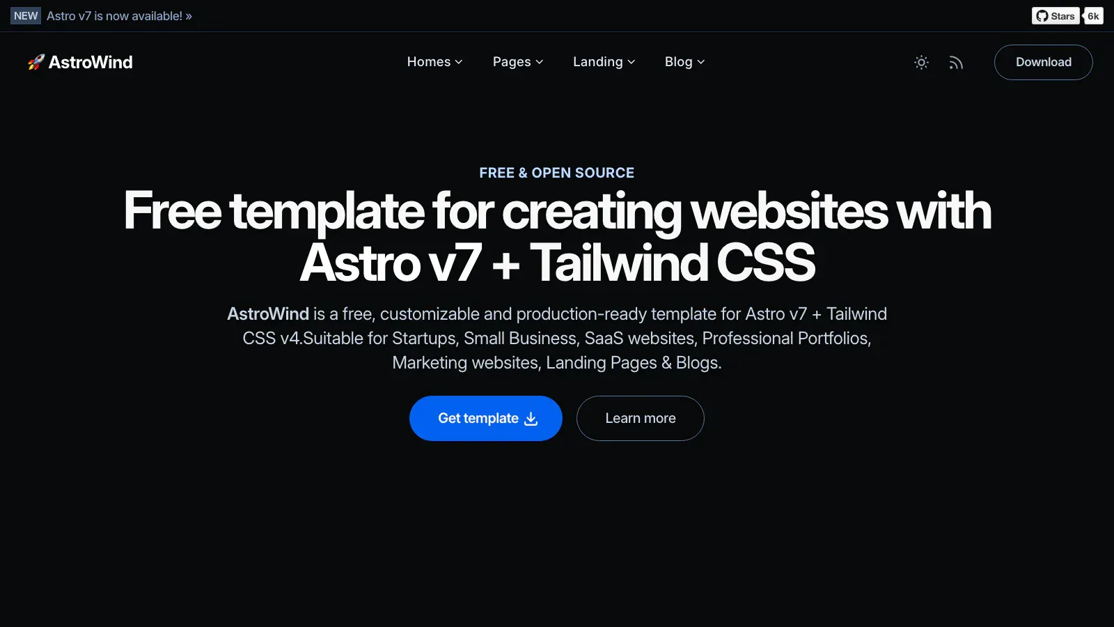 AstroWind Astro theme live preview