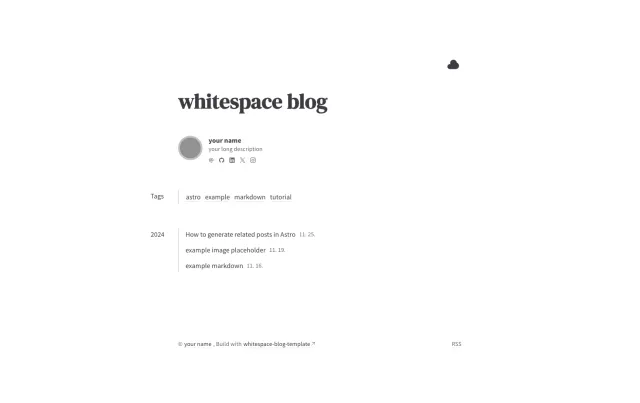 Whitespace Blog Astro theme preview