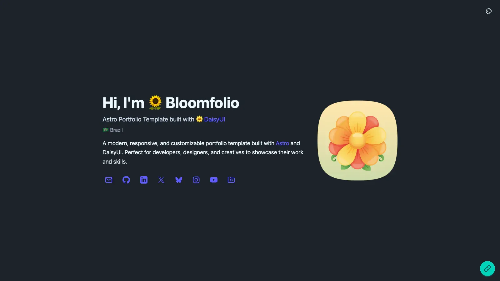 Bloomfolio Astro template live preview
