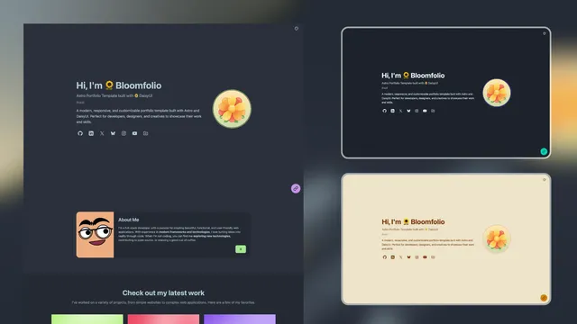 Bloomfolio Astro template preview