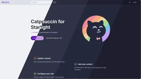 Catppuccin for Starlight - Starlight docs theme with soothing pastel palette and playful cat mascot