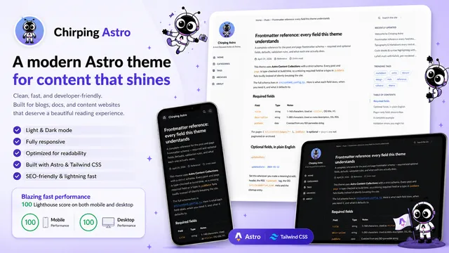 Chirping Astro Astro template preview