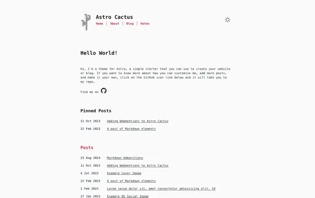 Astro Cactus Astro theme preview