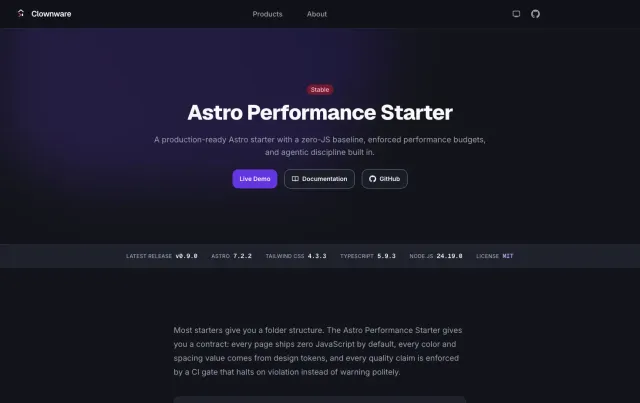 Astro Performance Starter Astro theme preview