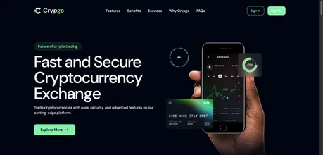 Crypgo - Crypto Landing Template - Transform your crypto business with Crypgo, a sleek, minimalistic free Tailwind CSS Astro landing page template for digital products with a unique design.