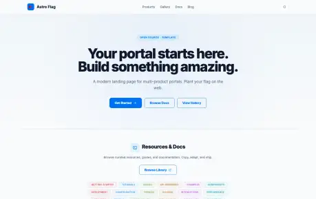 Astro Flag - A modern Astro landing-page template with the Carta design system, theme switching, PWA support, and Markdown pages.