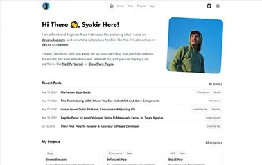 Devolio Astro template preview