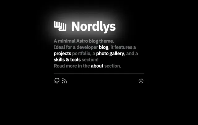 Nordlys Astro theme preview