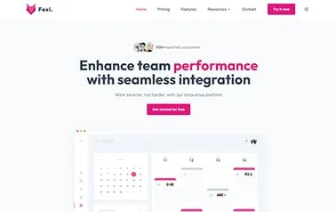 Foxi - An awesome Tailwind CSS Astro SaaS template that packs multiple pages and bold magenta highlights.