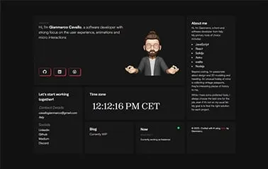 Astro Bento Portfolio - Free Astro personal website template following the popular Bento design style in a dark theme.