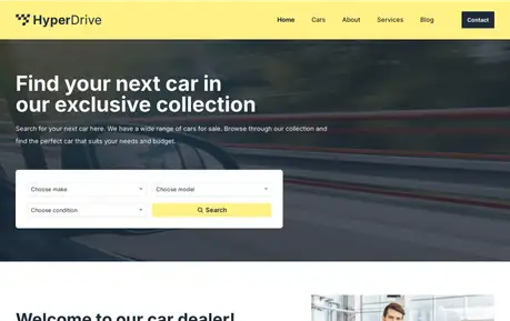 HyperDrive - A clean and functional Astro theme for car dealers—perfect for showcasing cars, bikes, or boats.