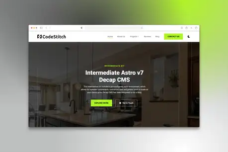 Intermediate Astro Decap CMS - Astro Decap CMS starter kit with interior hero and neon-green accents