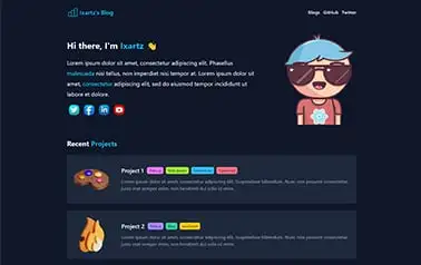 Ixartz - Creative free Tailwind CSS and React Astro personal website template with fun illustrations.