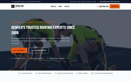 Ridgeline Lite - An Astro and Tailwind CSS website template for roofing contractors with configurable business content.
