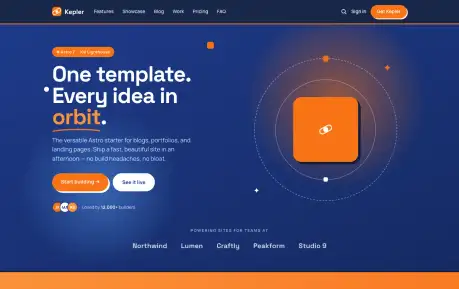 Astro Kepler - An Astro theme that combines blog, portfolio, and landing-page layouts in one design system.