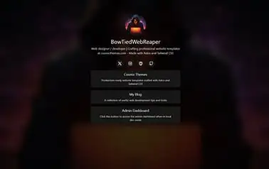 Landing Pad - Tailwind CSS and TinaCMS Astro personal website template based on an immersive, gaming-style dark theme.