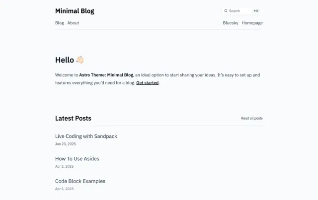 Minimal Blog Astro theme preview