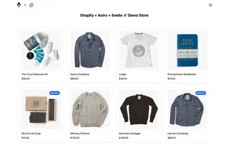 Shopify Headless Astro Starter - A lightweight Astro and Svelte storefront starter using the Shopify Storefront API.
