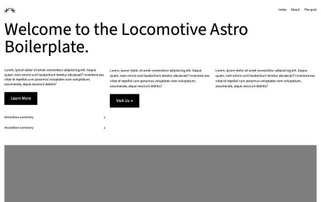 Locomotive Astro Boilerplate - A compact Astro and Tailwind CSS boilerplate maintained by Locomotive.