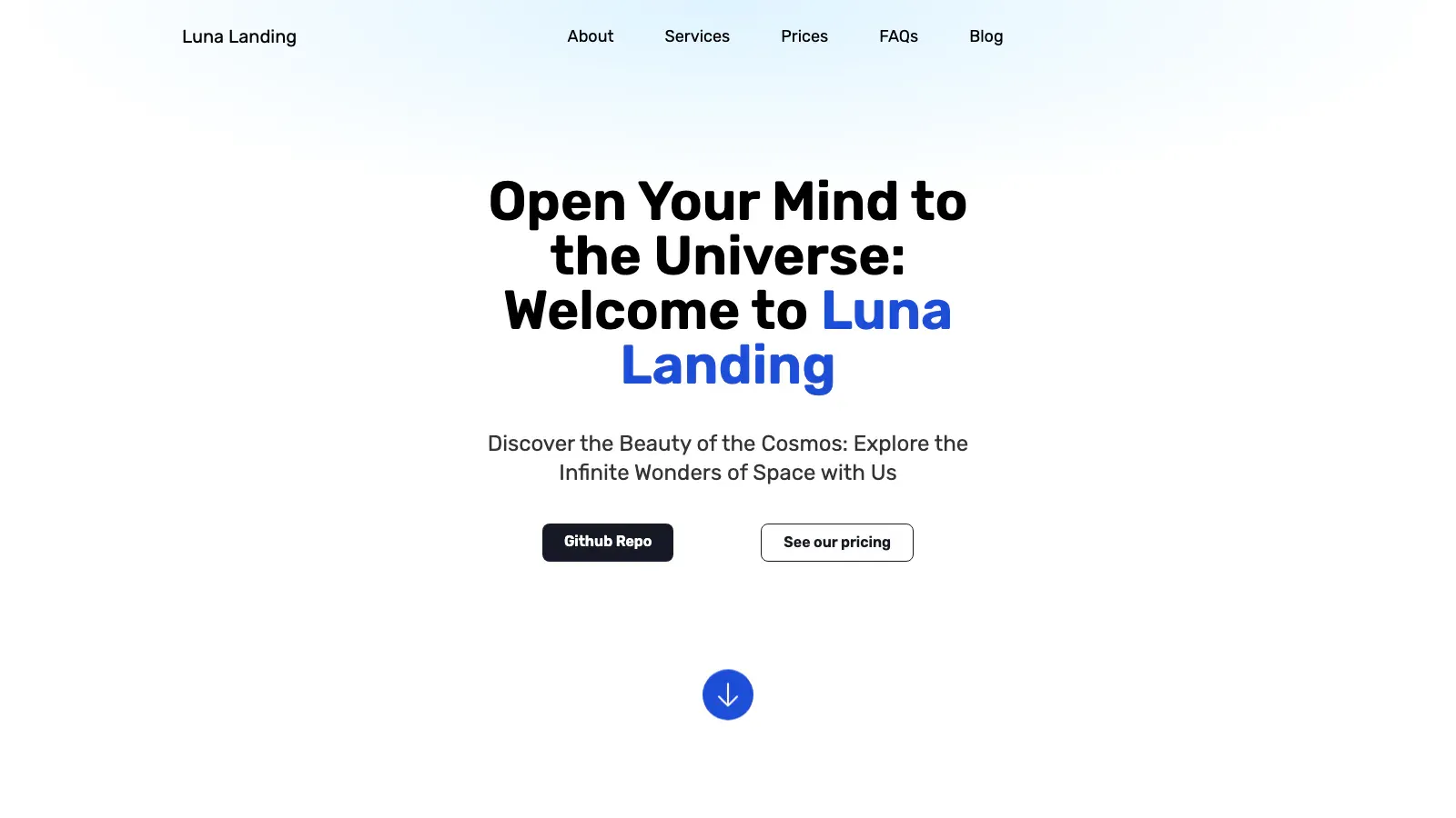 Luna Landing Astro template live preview