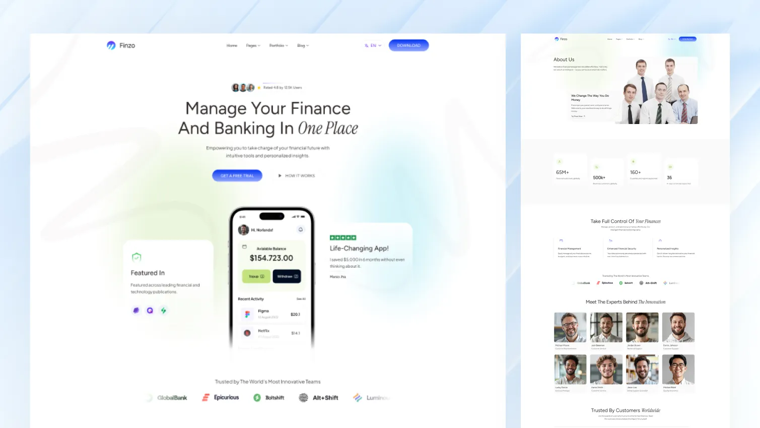 Preview 1 of finzo astro theme
