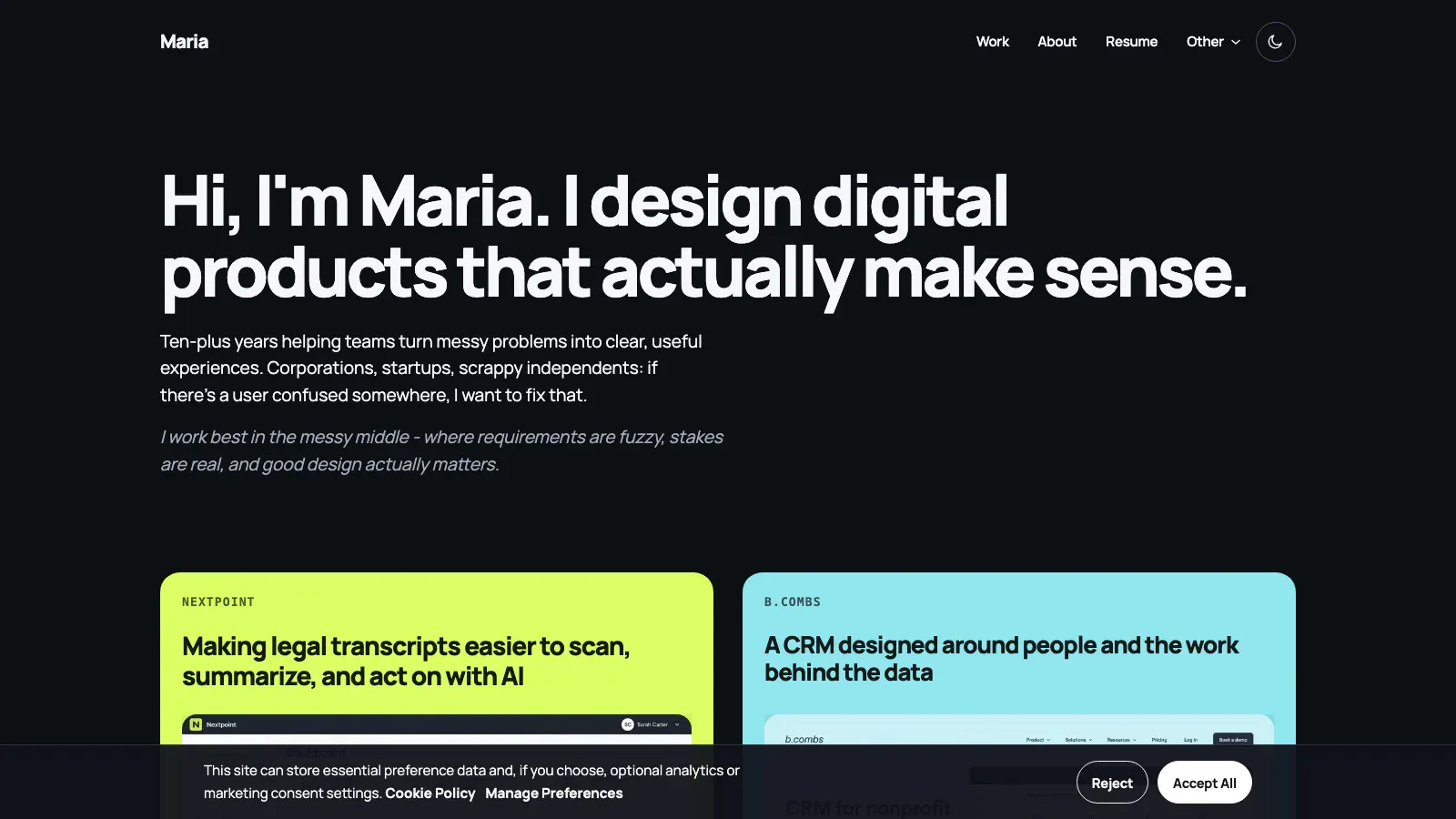 Maria Portfolio Theme Astro template live preview