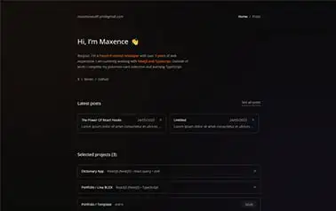 Max - Free Tailwind CSS Astro personal website template based on a dark theme, perfect for developers.