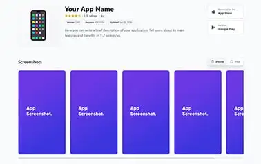 Mobile Landing - Tailwind React Astro mobile app landing page template featuring gray background and hover nav