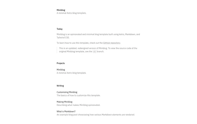 Miniblog Astro theme preview
