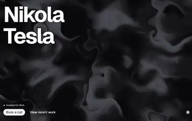 Nikola Tesla Portfolio - Tailwind React Astro personal website template featuring abstract animated dark backgrounds