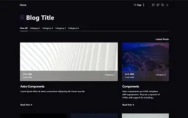 Openblog - Great free Tailwind CSS Astro blog template that features a well-functioning article grid.