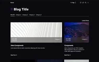 Openblog Astro template preview