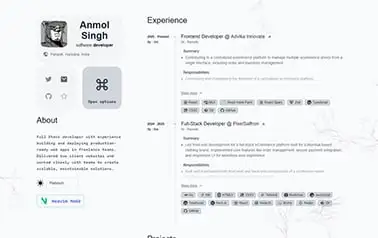 Portfolio Dev - Tailwind React Astro portfolio template featuring tech style and outlined bento grid cells